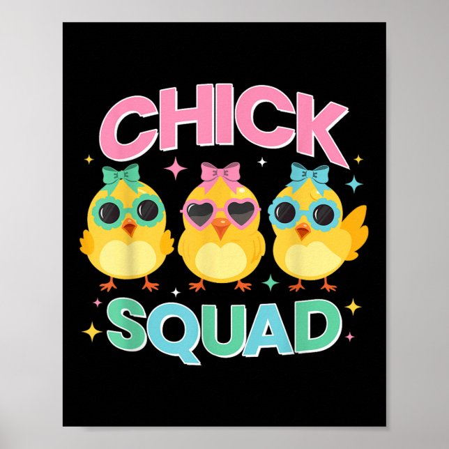 Póster Chick Squad Funny Chicas De Pascua Para Niños Chic (Frente)