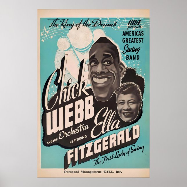 Póster Chick Webb - Ella Fitzgerald - cartel de jazz - 19 (Frente)