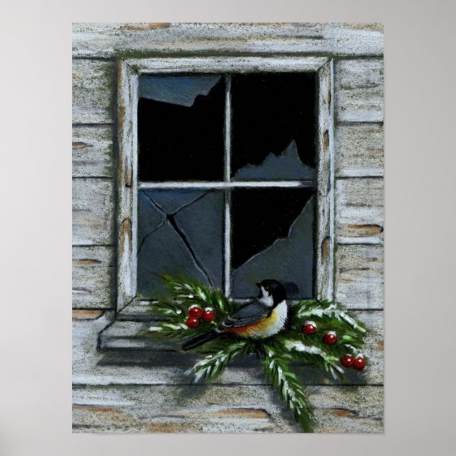 PÓSTER CHICKADEE: NAVIDADES: VIEJA VENTANA (Frente)