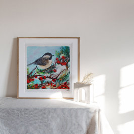 Póster Chickadee Painting Art Print
