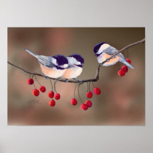 Póster CHICKADES & RED BERRIES, de SHARON SHARPE