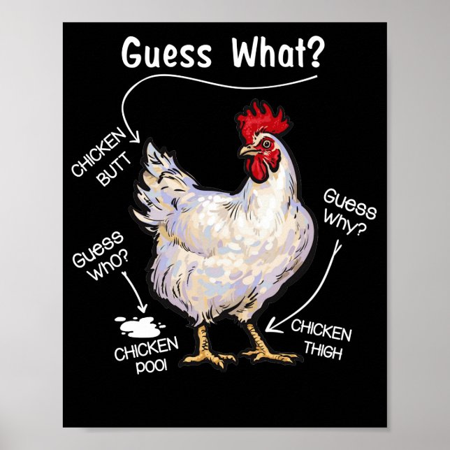 Póster Chicken Butt adivina qué cosa de pollos imagina qu (Frente)
