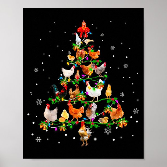 Póster Chicken Christmas Tree Ornament Decor Xmas  (Frente)