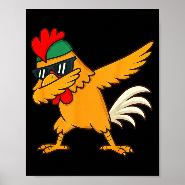 Póster Chicken Dab Meme Animal Dance Funny For Men Women  (Frente)