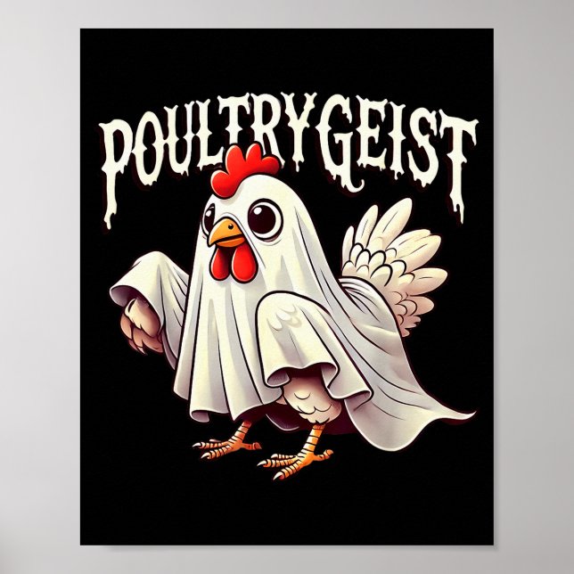 Póster Chicken Ghost Ultrygeist Funny Halloween Farmer  (Frente)