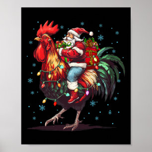 Póster Chicken Lover Xmas Divertido Santa Riendo Pollo Ch