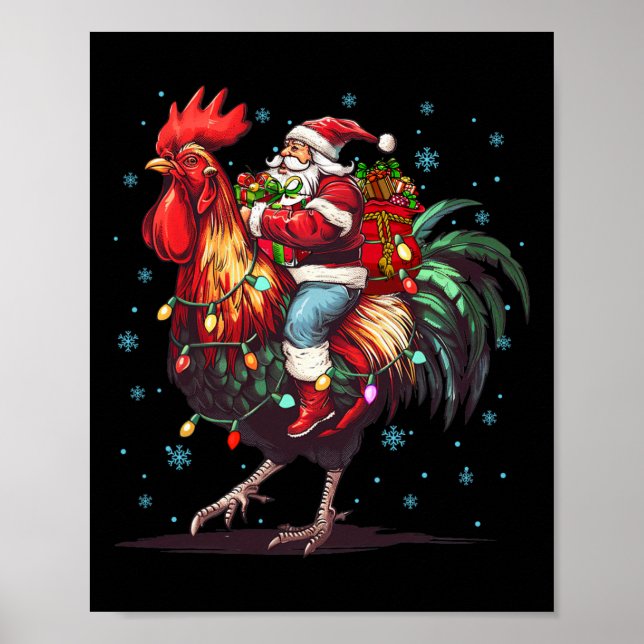 Póster Chicken Lover Xmas Divertido Santa Riendo Pollo Ch (Frente)