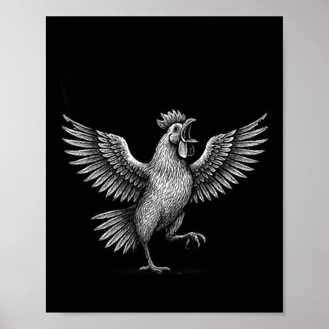 Póster Chicken Meme Caw Funny Sayings Rooster Humor Quote (Frente)