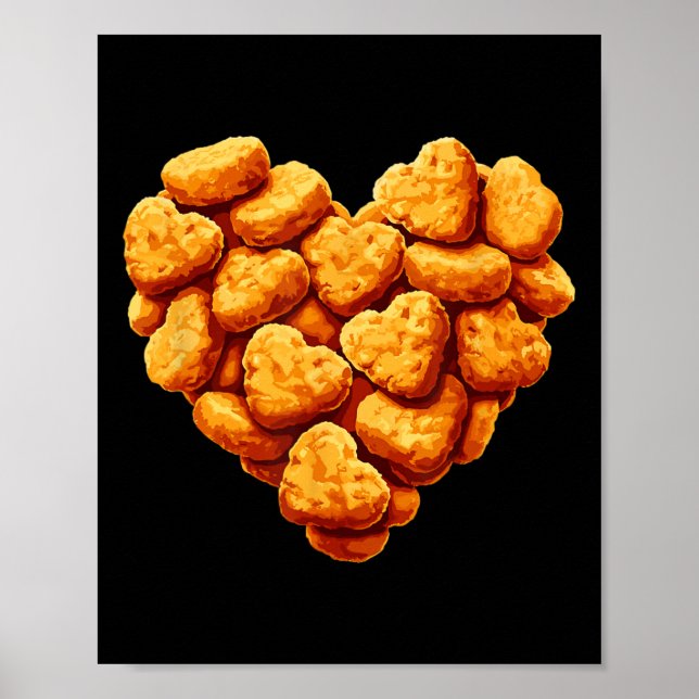 Póster Chicken Nuggets Are My Valentine Heart Funny Valen (Frente)