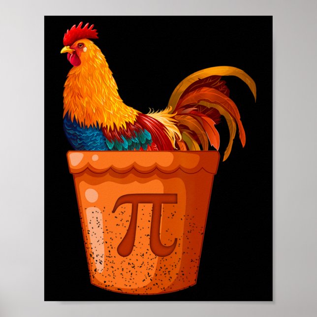 Póster Chicken Pot Pi - Math Teacher - Math Humor - Funny (Frente)