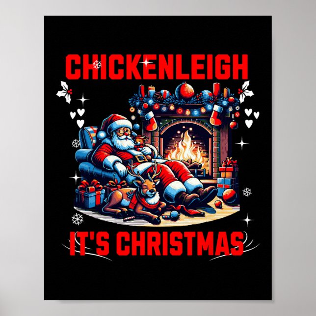 Póster Chickenleigh Son Navidades Divertidos Navidad Tee (Frente)