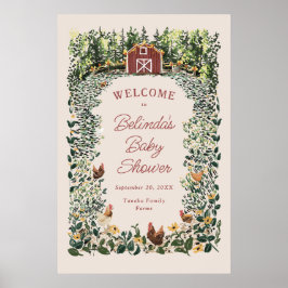 Póster Chickens Barn Charming Farm Baby Shower Welcome