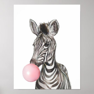 Póster Chicle Cebra Cachorro Guardería Niño Bosque