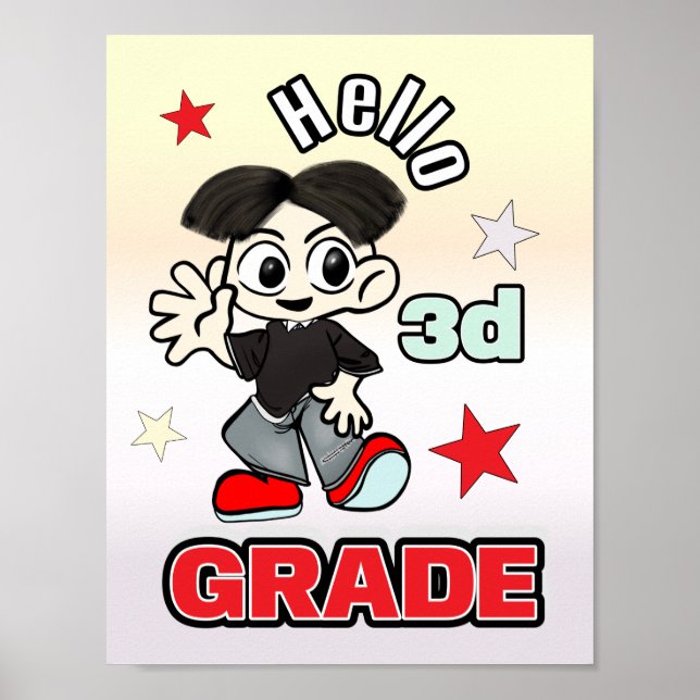 Póster Chico Anime Mono Hola 3er Grado (Frente)