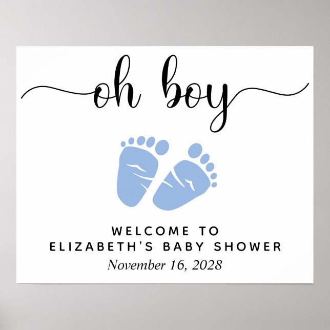 Póster Chico Bebé Shower Pies Azules Bienvenida (Frente)