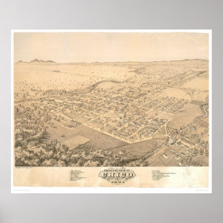 Póster Chico, CA. Mapa panorámico 1871 (0272A)