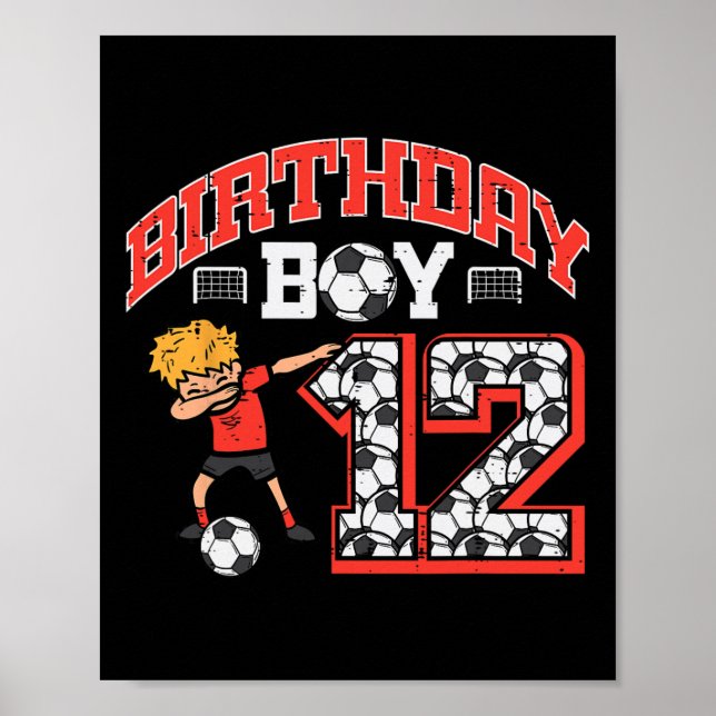 Póster Chico Cumpleañero 12 Fútbol Dab 12 Años Cumpleaños (Frente)