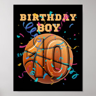 Póster Chico cumpleaños 10 Diez años Sketll Jugadores