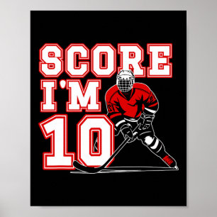 Póster Chico de 10 años de cumpleaños hockey sobre hielo