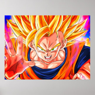 Póster Chico de Anime con Cabello Amarillo Espinoso en un