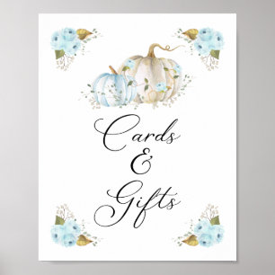 Póster Chico de calabaza Tarjetas Baby Shower y Rótulo de