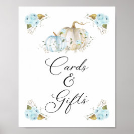 Póster Chico de calabaza Tarjetas Baby Shower y Rótulo de