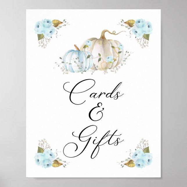 Póster Chico de calabaza Tarjetas Baby Shower y Rótulo de (Frente)