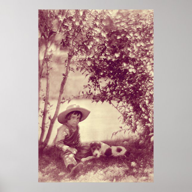 Póster Chico de cosecha virgen con perro en el Poster de  (Frente)