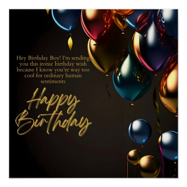 Póster Chico de cumpleaños irónico (Anverso)