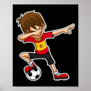 Póster Chico de fútbol haciendo Dab con camiseta de Españ