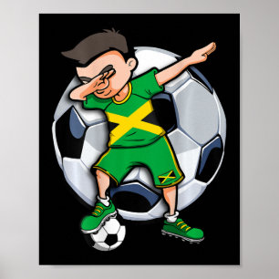 Póster Chico de fútbol haciendo dabbing Jamaica Fan Jerse