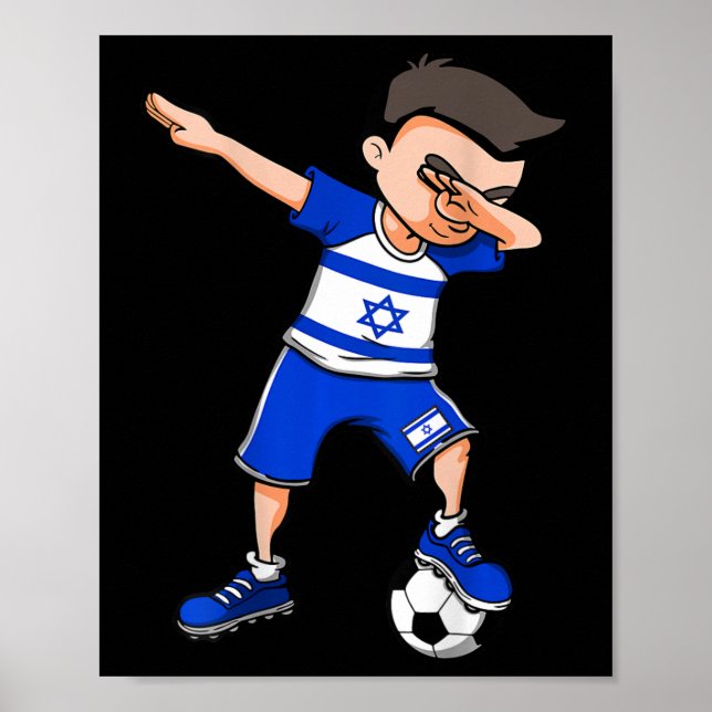 Póster Chico de fútbol haciendo Dabbing - Jersey de Israe (Frente)