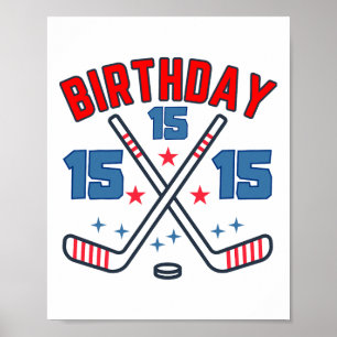 Póster Chico de hockey sobre hielo cumpleaños quince 15 c