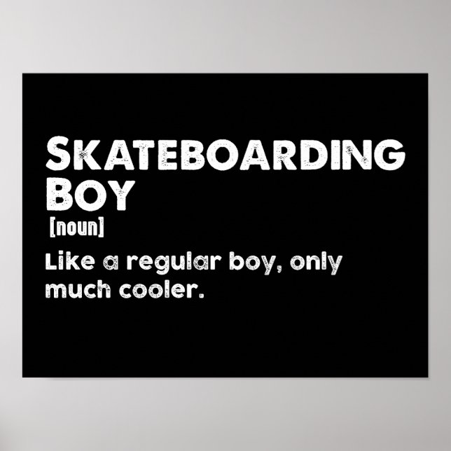 Póster Chico de monopatín divertida definición Skateboard (Frente)