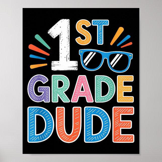 Póster chico de primer grado de vuelta a la escuela estud (Frente)