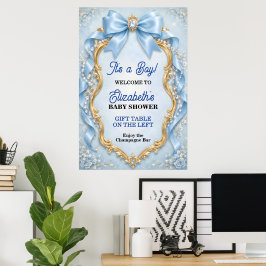 Póster Chico de Shower de Bebé de Arco Iris Azul Pastel E