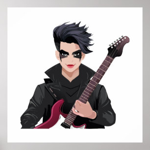Póster Chico emo con pelo negro