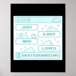 Póster Chico friki de la computadora genial que ama el sk