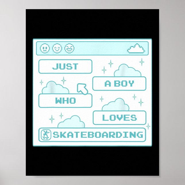 Póster Chico friki de la computadora genial que ama el sk (Frente)