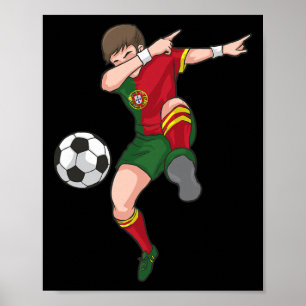 Póster Chico Fútbol Dabbing Portugal Camiseta Fútbol Port