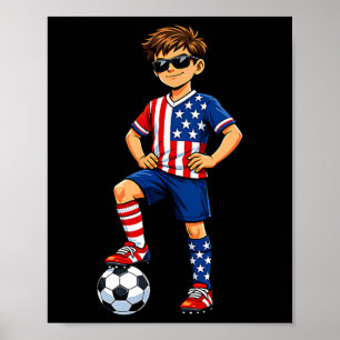 Póster Chico Fútbol Jugador Usa Amante América Fan Bander
