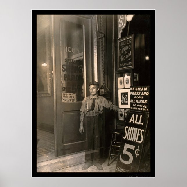 Póster Chico griego de limpieza de zapatos 1908 (Frente)