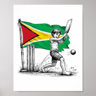 Póster Chico guyanés jugando cricket1