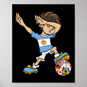 Póster Chico haciendo dabbing camiseta de fútbol de Argen