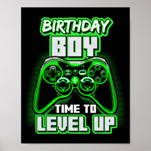 Póster Chico Hora De Subir De Nivel Cumpleaños De Videoju
