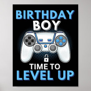Póster Chico Hora De Subir De Nivel Cumpleaños Videojuego