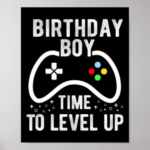 Póster Chico Hora De Subir De Nivel Regalo De Cumpleaños