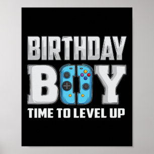 Póster Chico Hora De Subir De Nivel Videojuego Cumpleaños