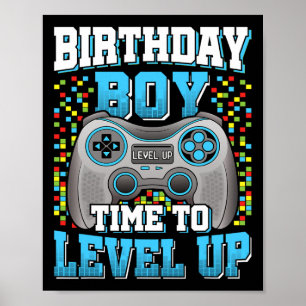 Póster Chico Hora De Subir De Nivel Videojuego Cumpleaños