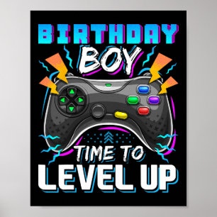 Póster Chico Hora De Subir De Nivel Videojuego Cumpleaños